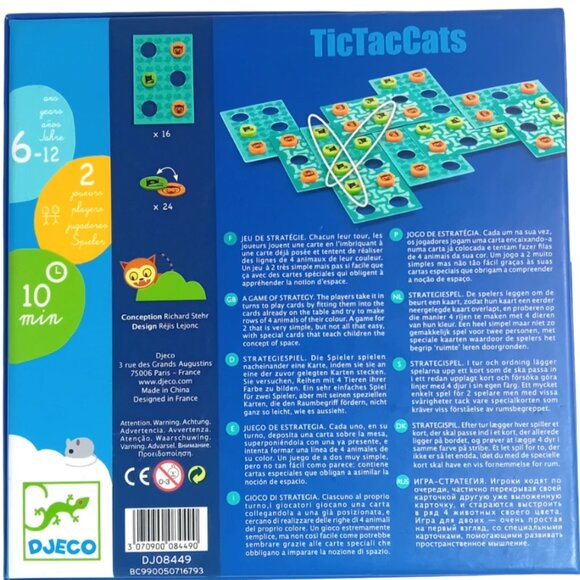 New Sealed Djeco Game of  Strategy TicTac Cats for Age 6-12 Years - Picture 5 of 12